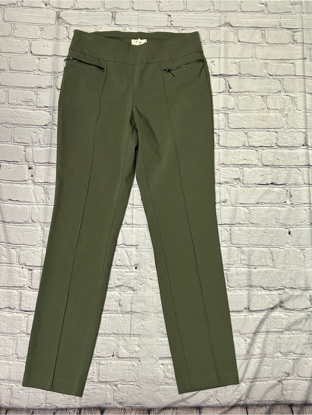 Style & Co. Olive Slim Ponte Trousers with Zipper Pockets